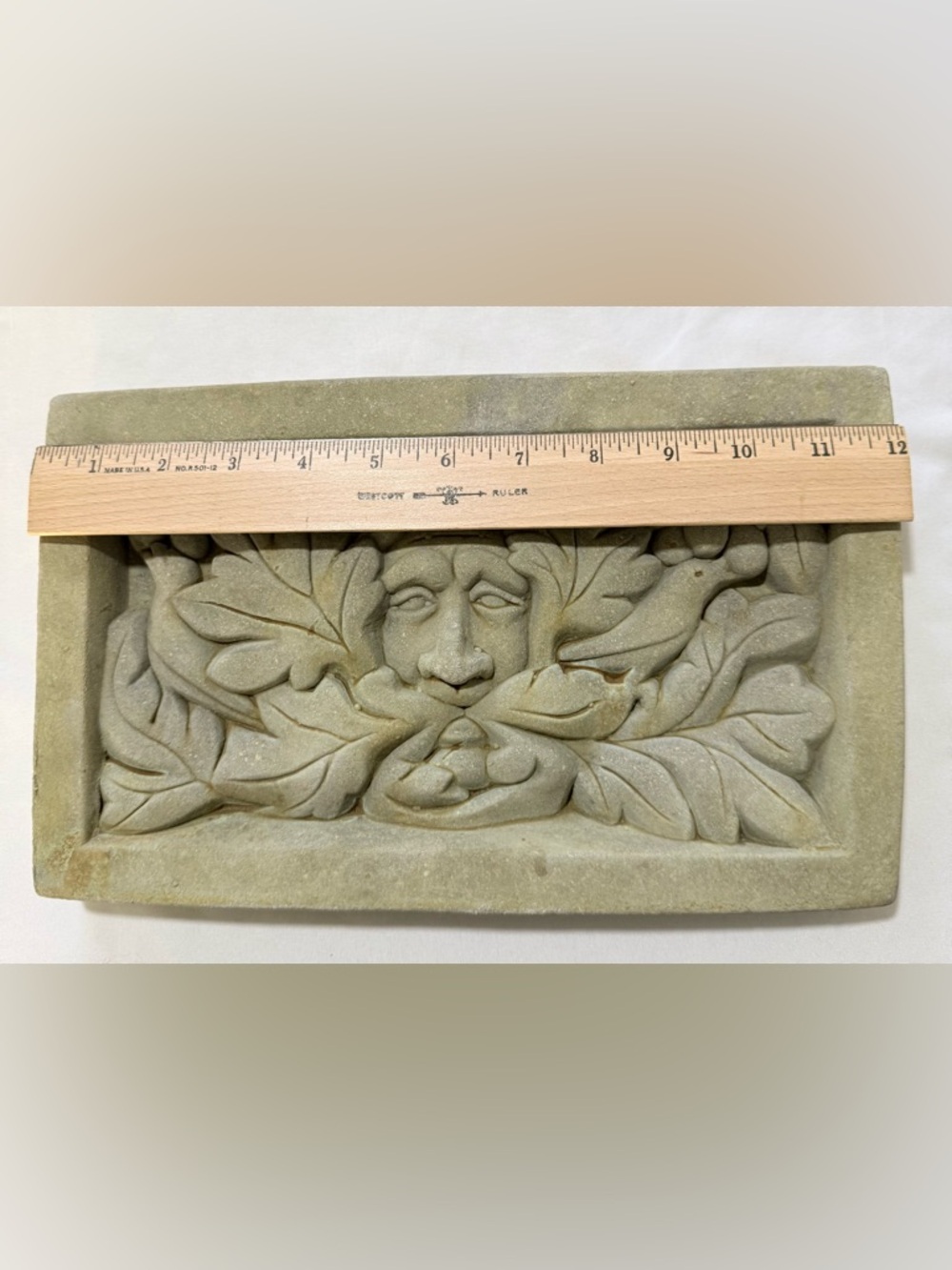 Greenman Wall Plaque Greenman With Birds Rectangular Greenman Plaque Concrete - Picture 2 of 5